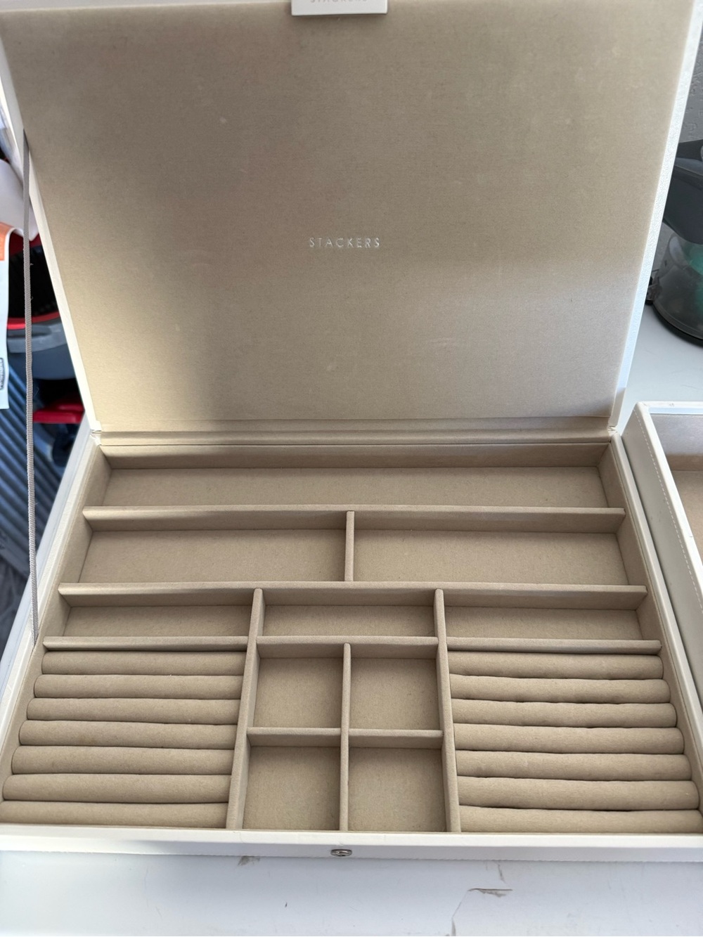STACKERS Beige Jewelry Organizer Box with Multiple Compartments